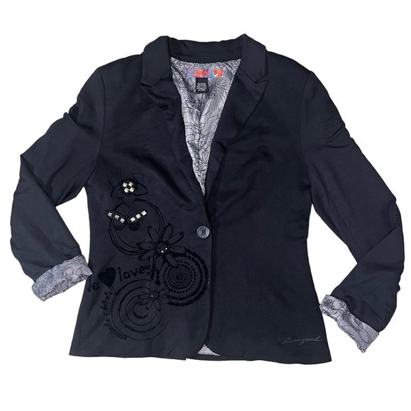 Desigual Jackets & Blazers - Desigual Womens black blazer button size 42